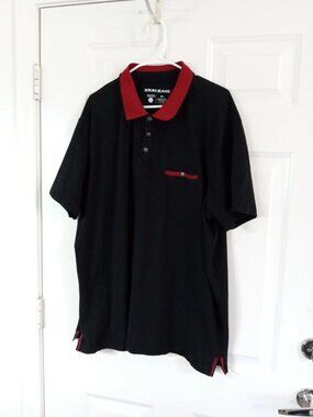 Xray Jeans Men's 3XL Polo Shirt Black With Red Collar Pocket Casual Preppy